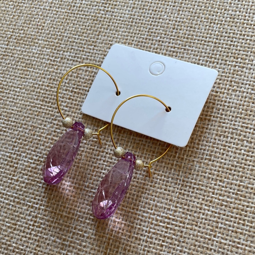 Elegant Gold and Purple Teardrop Earrings